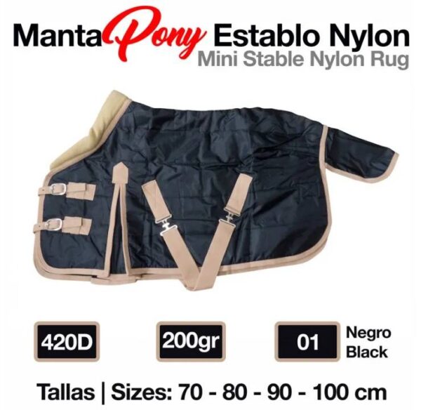 MANTA PONY ESTABLO NYLON 420D 200gr NEGRO