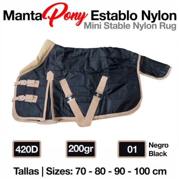 MANTA PONY ESTABLO NYLON 420D 200gr NEGRO