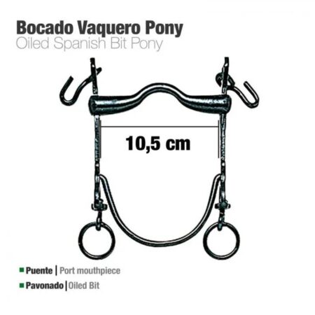 BOCADO VAQUERO B/CURVA PONY PAVONADO 10.5cm