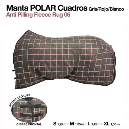 MANTA POLAR CUADROS OT-06 GRIS/ROJO/BLANCO