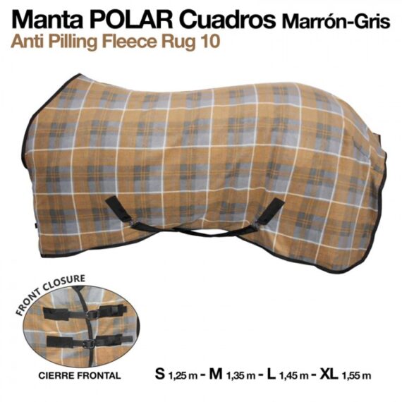 MANTA POLAR CUADROS OT-10 MARRÓN/GRIS