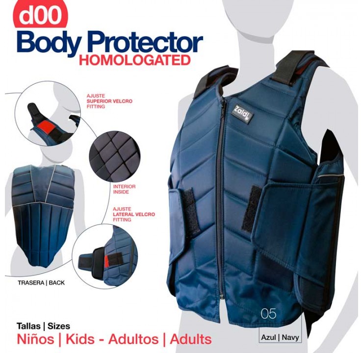 CHALECO PROTECTOR BODY HOMOLOGADO D00 AZUL ADULTO/NIÑOS