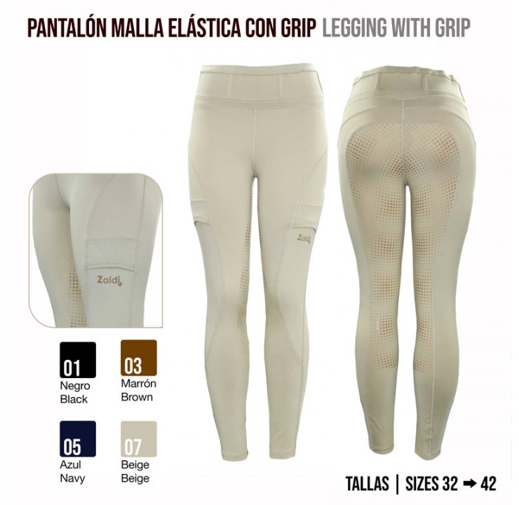 PANTALÓN MALLA ELÁSTICA CON GRIP 3001-864 ZALDI